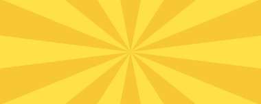 Sarı pankart, güneş ışınları, çizgi arkaplan, ışık