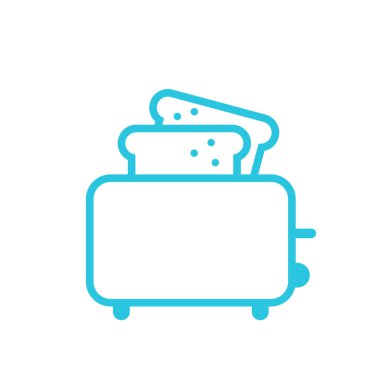 Ekmek kızartma makinesi. Beyaz arka planda izole edilmiş. Mavi simge setinden.