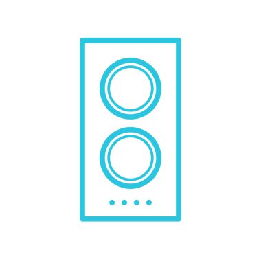 Çift portatif indüksiyon soba ikonu pişiriyorum. Beyaz arka planda izole edilmiş. Mavi simge setinden.