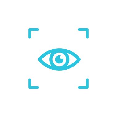 Göz biyometrik tanıma simgesi. Beyaz arka planda izole edilmiş. Mavi simge setinden