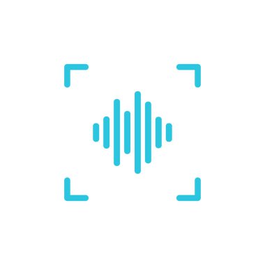 Ses tanıma simgesi, beyaz arkaplanda, mavi simge kümesinden izole edilmiş