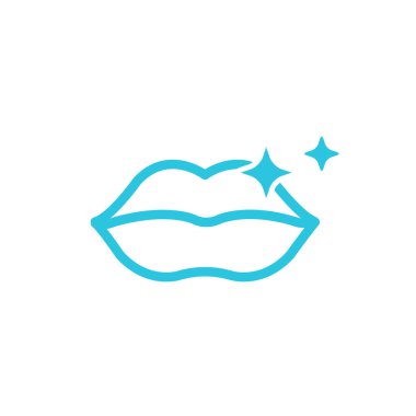 Parlak dudaklar. Beyaz arka planda izole edilmiş. Mavi simge setinden. 