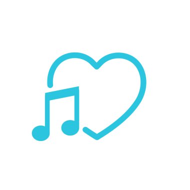 Şarkı, favori şarkı, müzik notası ikonu. Beyaz arka planda izole edilmiş. Mavi simge setinden