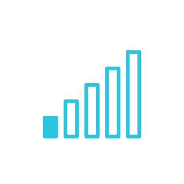 Sinyal simgesi, alçak, simge. Beyaz arka planda izole edilmiş. Mavi simge setinden.