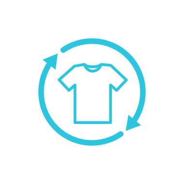 İkinci el kıyafetler. Beyaz arka planda izole edilmiş. Mavi simge setinden