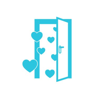 Kapıyı aç, kupa simgesi. Beyaz arka planda izole edilmiş. Mavi simge setinden