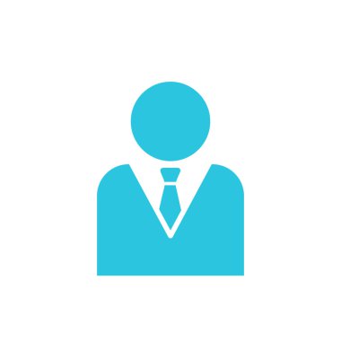 İş adamı ikonu. Beyaz arka planda izole edilmiş. Mavi simge setinden.