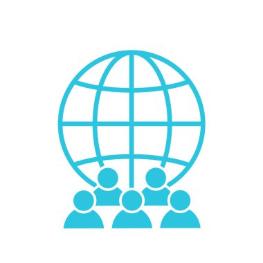 Dünya, dünya ve insanlar. Gönüllüler. Beyaz arkaplanda izole. 