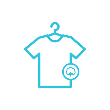 Pamuk tişört ikonu. Beyaz arka planda izole edilmiş. Mavi simge setinden.