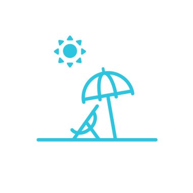 Tatil zamanı ikonu. Beyaz arka planda izole edilmiş. Mavi simge setinden.