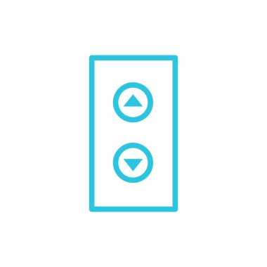 Asansör düğmeleri simgesi, beyaz arkaplanda izole edilmiş. Mavi simge setinden.