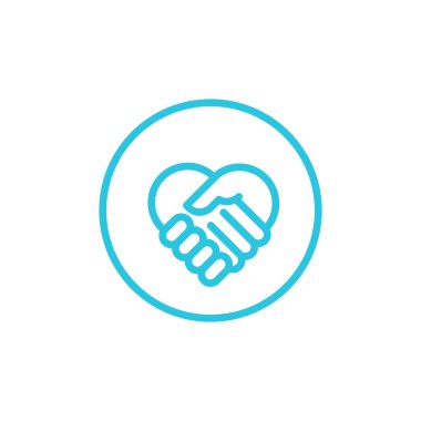 Söz veriyorum. El sıkışma ikonu. Beyaz arka planda izole edilmiş. Mavi simge setinden