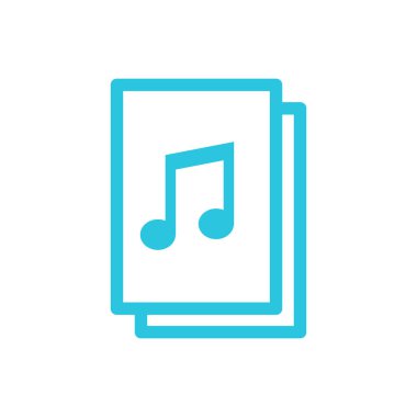 Prelude, nota sayfası simgesi. Beyaz arka planda izole edilmiş. Mavi simge setinden