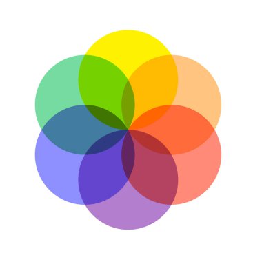 Hayatın renkli çiçekleri, beyaz arkaplanda izole edilmiş şeffaf renk spektrumu