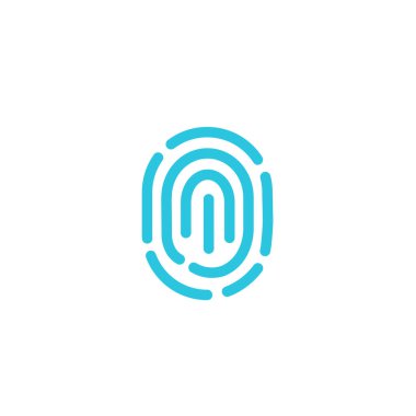 Eşsizlik, parmak izi ikonu. Beyaz arka planda izole edilmiş. Mavi simge setinden.