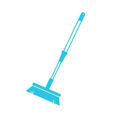 Beyaz arka planda izole edilmiş basit süpürge. Mavi simge setinden.