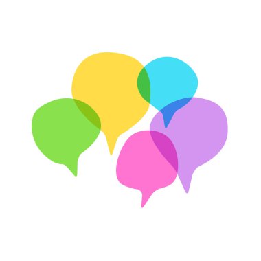 Renkli sohbetler, konuşma baloncukları şablon tasarımı. Sohbet. İleti.