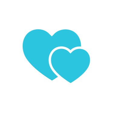 Saf aşk ikonu. Beyaz arka planda izole edilmiş. Mavi simge setinden.