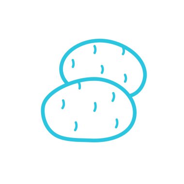 Patates ikonu. Beyaz arka planda izole edilmiş. Mavi simge setinden.