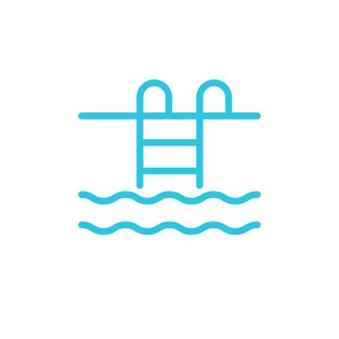 Yüzme havuzu ikonu. Beyaz arka planda izole edilmiş. Mavi simge setinden.