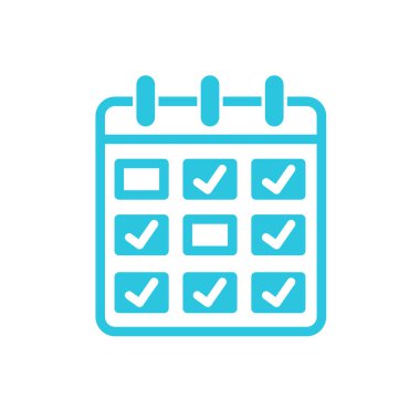 Planlayıcı simgesi. Beyaz arka planda izole edilmiş. Mavi simge setinden.