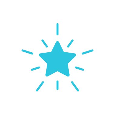 Parlayan, özel yıldız ikonu. Beyaz arka planda izole edilmiş. Mavi simge setinden.