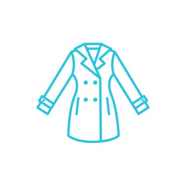 Kış için Şık Kadın Yün Ceket Simgesi. Beyaz arka planda izole edilmiş. Mavi simge seti