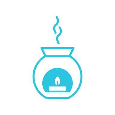 Aromaterapi mumu. Sağlıklı yaşam esansı. Beyaz arka planda izole edilmiş. Mavi simge seti.