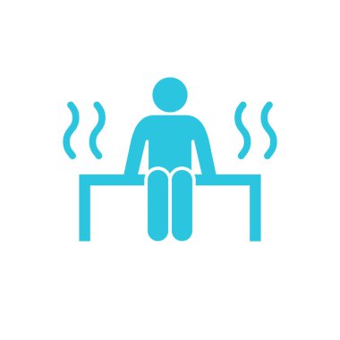 Sauna ikonu. Beyazda izole edilmiş. Mavi simge seti.