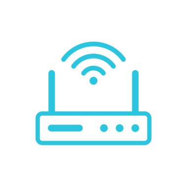 Güçlü ve kararlı Wi-Fi sinyal simgesi. Beyaz arka planda izole edilmiş. Mavi simge seti.