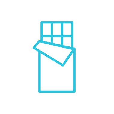Simple chocolate bar icon. Isolated on white. Blue icon set.