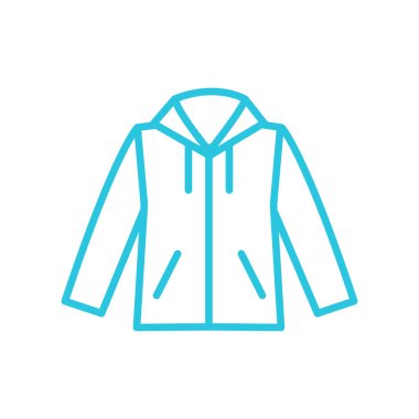 Yağmur Ceketi Simgesi. Beyaz arka planda izole edilmiş. Mavi simge seti