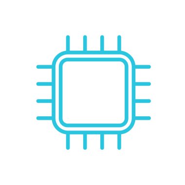 İşlemci Simgesi, Dijital İşlemlerin Kalbi. Beyaz arka planda izole edilmiş. Mavi simge setinden.