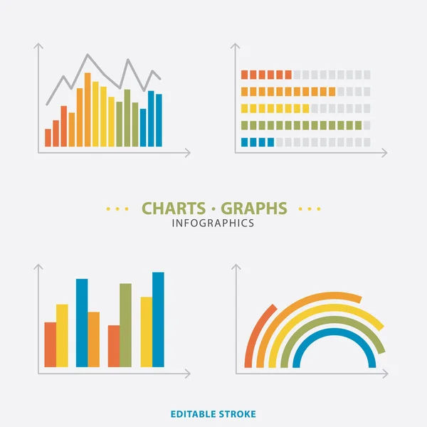 Grafici Finanziari Statistiche Dei Dati Informativi Diagrammi Informazioni Finanziarie Grafici — Vettoriale Stock