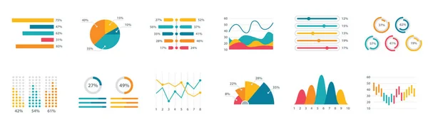 財務チャート 情報データ統計 財務情報 市場チャート ビジネスデータグラフ データ可視化デザイン ベクトル図のデータチャート — ストックベクタ