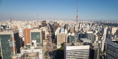Aerial view of Avenida Paulista (Paulista avenue) in Sao Paulo city, Brazil. clipart