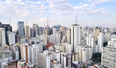 Aerial view of buildings near to the Avenida Paulista in the Sao Paulo city, Brazil. clipart