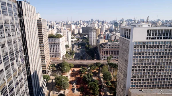 Vue Aérienne Des Bâtiments Près Vale Anhangabau Sao Paulo Brésil — Photo