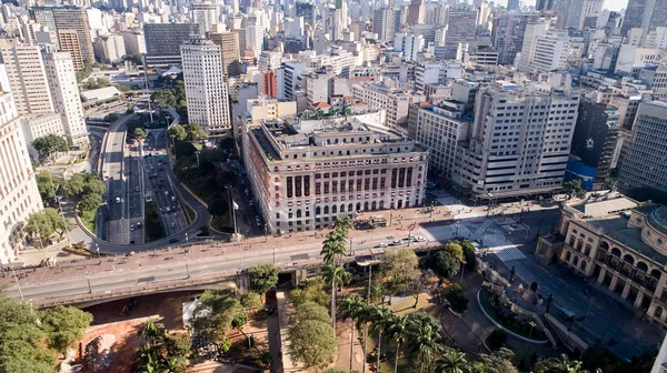 Flygfoto Byggnader Nära Vale Anhangabau Sao Paulo Stad Brasilien — Stockfoto