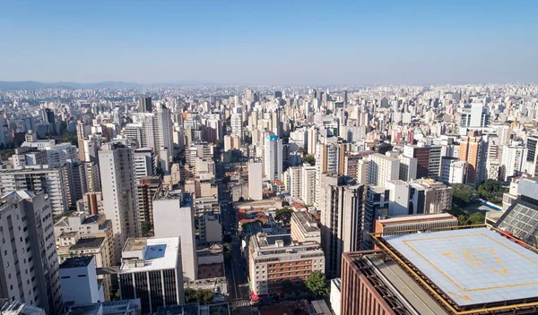 Vista Aérea Del Paisaje Urbano Ciudad Sao Paulo Edificios Comerciales — Foto de Stock