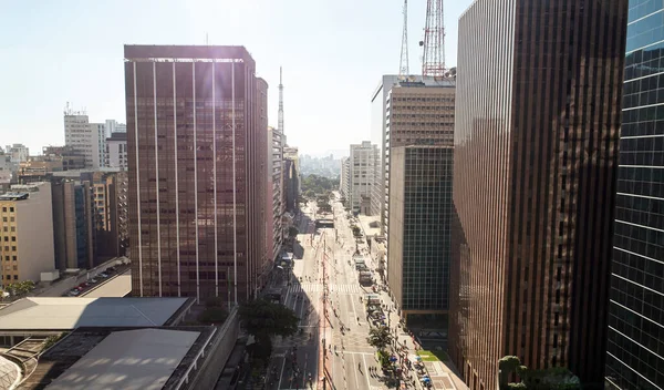 Vista Aérea Avenida Paulista Centro Financiero Negocios Ciudad Sao Paulo — Foto de Stock