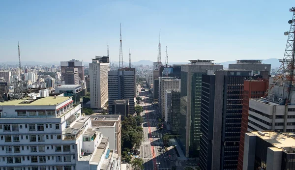 Vista Aérea Avenida Paulista Centro Financiero Negocios Ciudad Sao Paulo —  Fotos de Stock