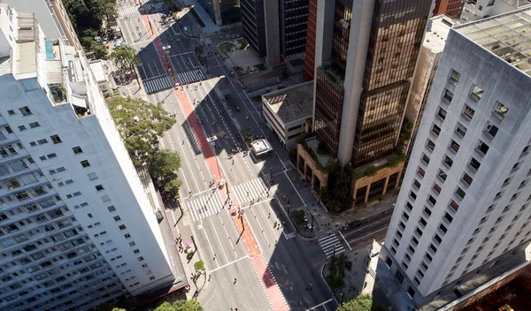 Letecký Pohled Avenida Paulista Finanční Obchodní Centrum Městě Sao Paulo — Stock fotografie