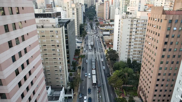 巴西圣保罗市中心Nove Julho大道 商业和住宅大楼的空中景观 — 图库照片