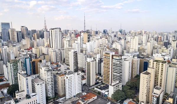 Vue Aérienne Des Bâtiments Près Avenida Paulista Dans Ville Sao — Photo
