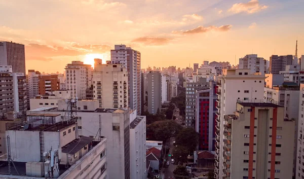 Byggnader Bela Vista Solnedgången Nära Avenida Paulista Sao Paulo Stad — Stockfoto