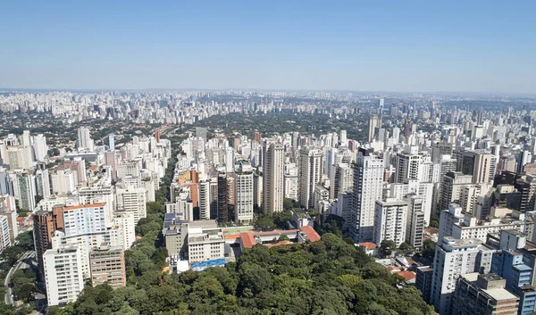 Vista Aérea Dos Bairros Jardim Paulista Pinheiros Jardins Itaim Bibi — Fotografia de Stock