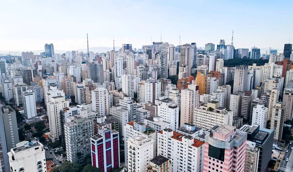 Vista Aérea Edifícios Próximos Avenida Paulista Cidade São Paulo Brasil — Fotografia de Stock