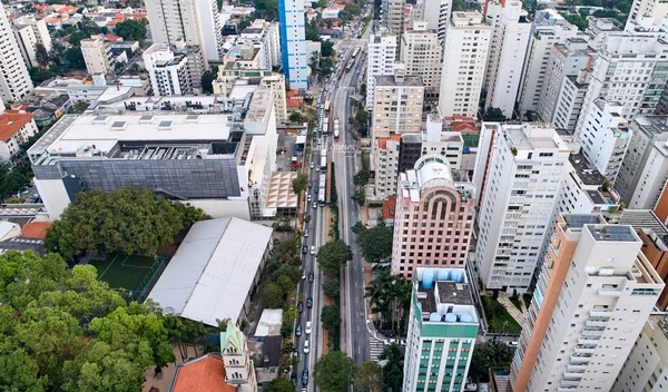 Vista Aérea Avenida Nove Julho Edificios Comerciales Residenciales Centro Ciudad —  Fotos de Stock