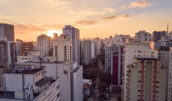 Edifícios Bairro Bela Vista Pôr Sol Próximo Avenida Paulista Cidade — Fotografia de Stock